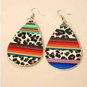 Leopard Multi Color Teardrop Earrings NWT